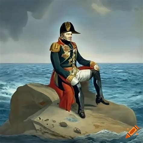 napoleon sitting on rock painting